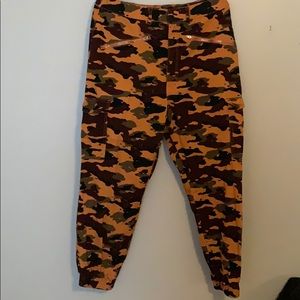 orange camo cargo pants from wild fable